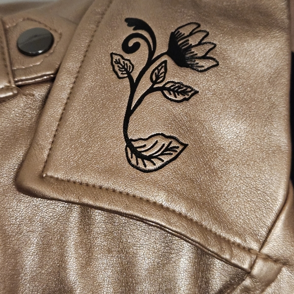 DISNEY Maleficent Sleeping Beauty rose gold faux leather jacket Med.see photos - Picture 4 of 16
